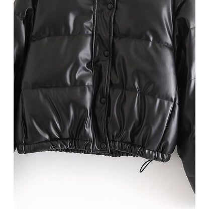 Leren Cropped Puffer Jas